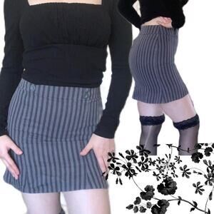 Grey pinstripe mini skirt